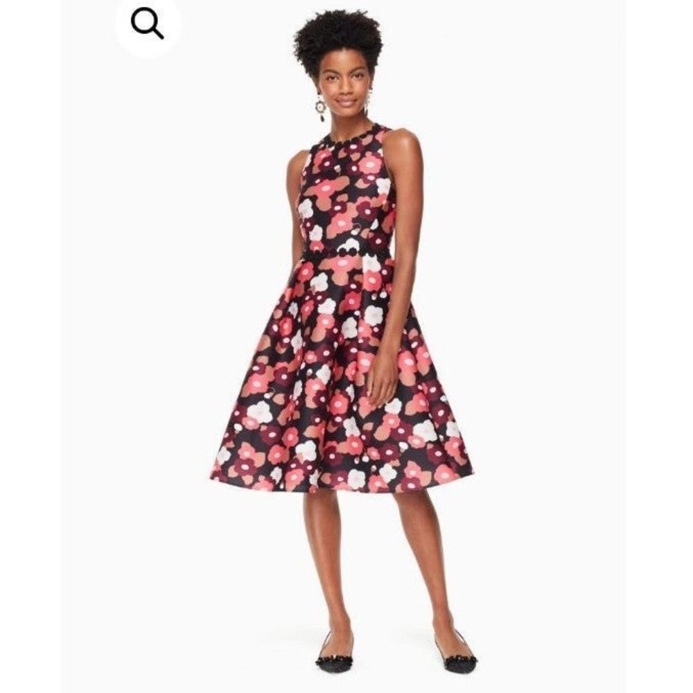 NWT. Women’s Sleeveless Kate Spade Blooming Mikado midi dress with pockets. S 6.